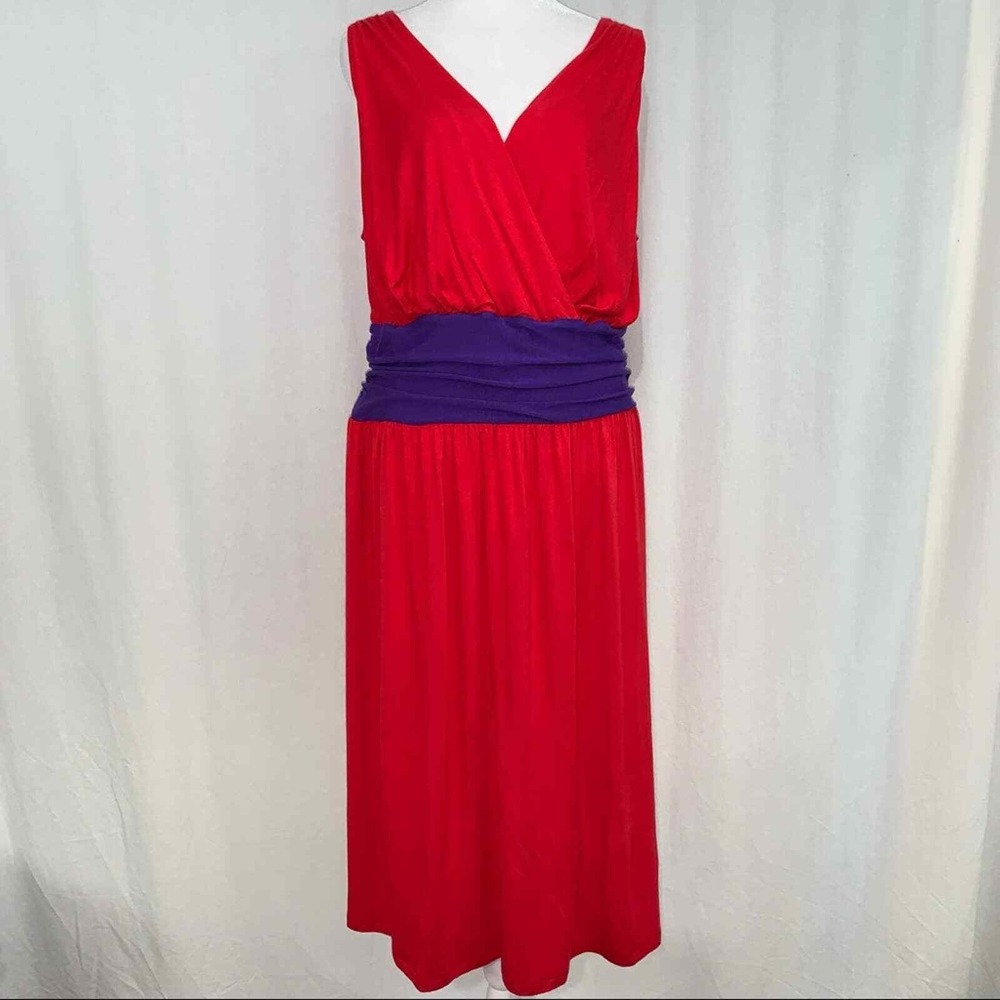 Lane Bryant Maxi Dress Womens 14/16 Red Purple NEW Surplice V-Neck Sleeveless